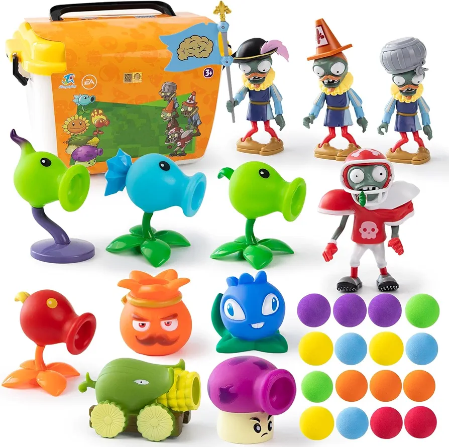 Maikerry Plants and Zombies Toys 12pcs vs PVZ Action Figurines Set Game Great Birthday Christmas for Boys and Girls -with Battlefield Map