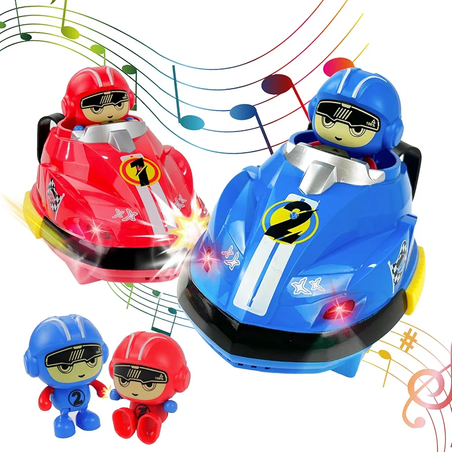 TOYMAKER Toddler Remote Control Car RC Bumper Set 2pk Car Toys for Kids-with Music and LED Lights,RC Cartoon Toys Speed Bumper Cars,Christmas Birthday Presents for Boys and Girls