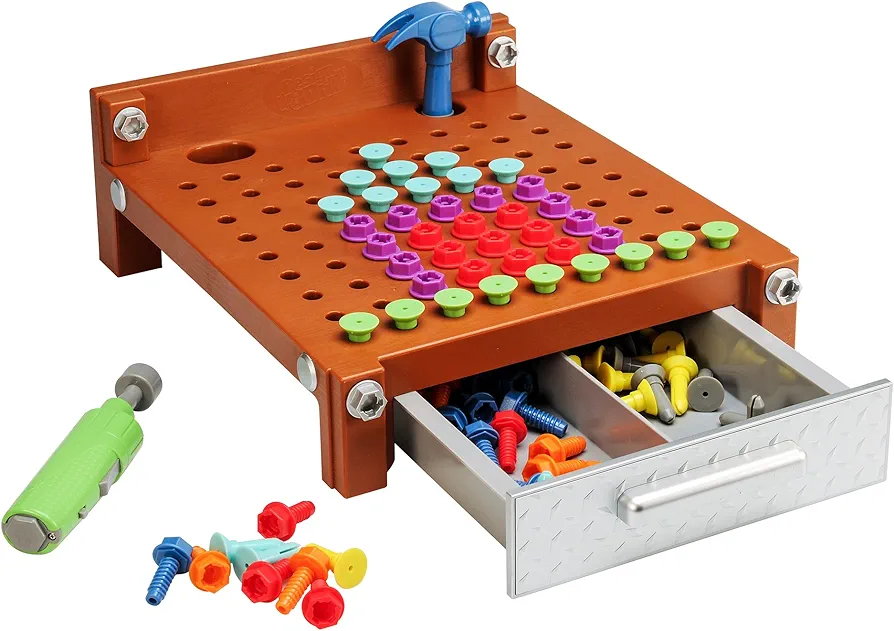 Educational Insights Design & Drill My First Workbench, Drill Toy, STEM & Construction, 125 Pieces, Ages 3+