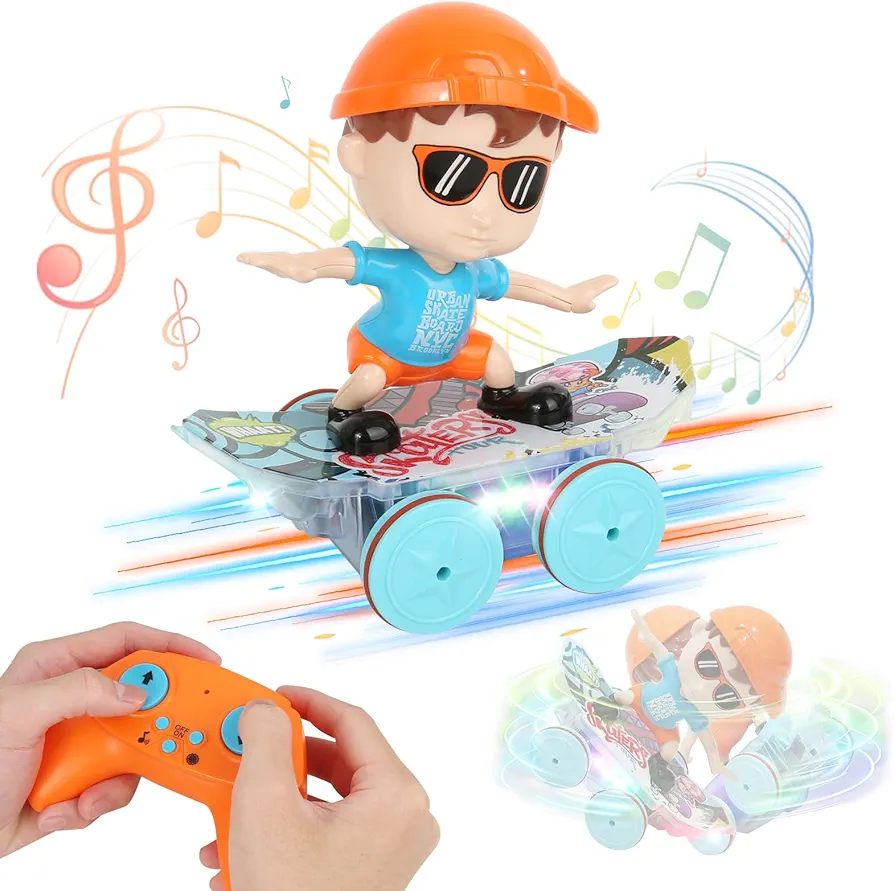 Remote Control Car,2.4Hz RC Stunt Car with LED Light and Music,360°Rotating Skateboard RC Car Toys for Kids, Coolest Birthday Gift Ideas Toys for Boys Girls Kids Age 3 4 5 6 7 8-12+Year