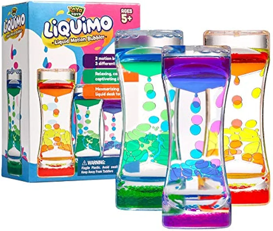 YoYa Toys Liquimo - Calming Liquid Motion Bubbler - 3 Pack - Toys for Kids and Adults - Hourglass Bubbler Timer - Handheld Game - Toys for Autistic Children