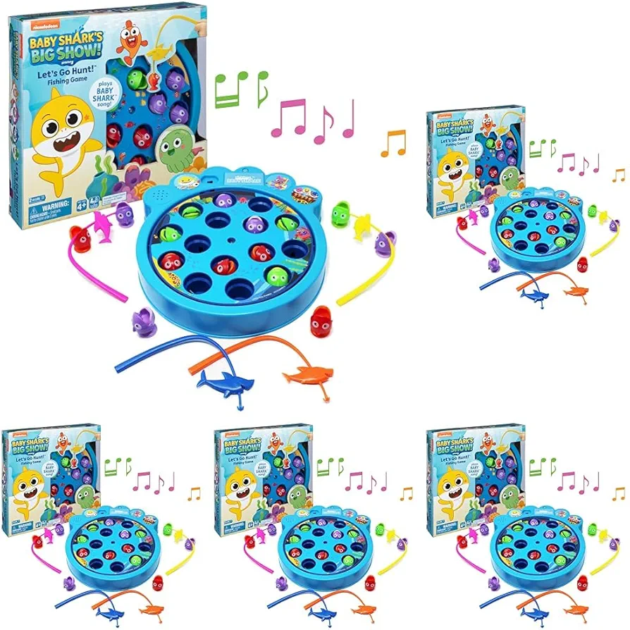 Spin Master Games Pinkfong Baby Shark Let's Go Hunt Musical Fishing Game Learning Educational Toy Preschool Board Game Summer Toy, for Kids Ages 4+ (Pack of 5)