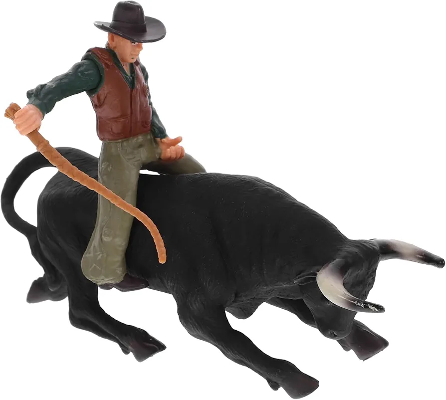 2 Sets Western Cowboy Bull Miniature Kit Bull Riding Toy People Figures Toys Human Figures Toys Boy Playset Knight Toys Bull Rider Toy Toys for Creative Matador Model PVC