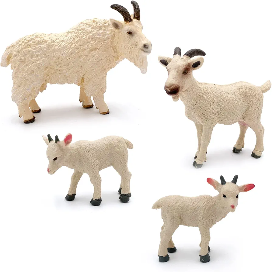 Goat Figurines 4Pcs Goat Animal Toy Set Sheep Toys Farm Animal Figurines Goat Decor for Kids Preschool Toy Goat Gifts, Party Favors, Prizes, Rewards, Giveaways for Kids