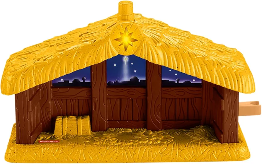 Replacement Part for Fisher-Price Little People Nativity Set - HMX70 ~ Manger/Stable ~ Plays Music When Pressed and Star Lights Up ~ Works Well with Other Little People Sets Too!