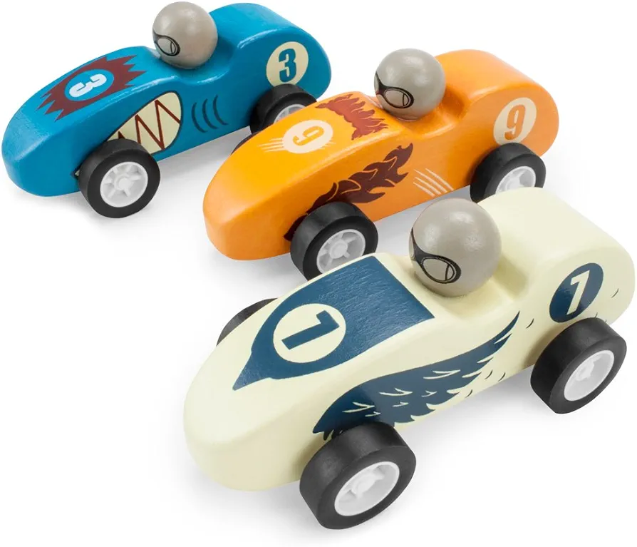 Imagination Generation Wooden Wonders Pack of 3 Pull-Back Derby Racers Predators Pack