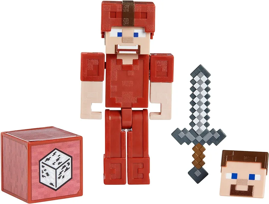 Mattel Minecraft Earth 3.25" Steve in Red Leather Figure