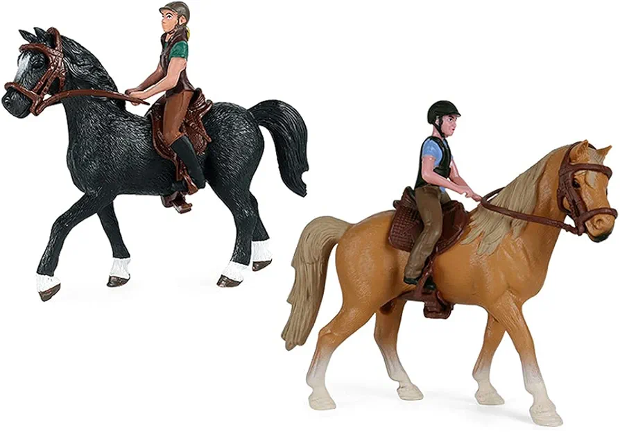 RCOMG Horse Toys Playset with Cowboy, Western Rodeo Toys for Girls and Boys, Farm World Horse Club Rider with Horse Figurines