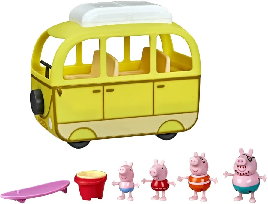 Peppa Pig Peppa's Adventures Beach Campervan, Preschool Toy, 10 Pieces, Working Wheels, 3 Years and Above, Multicolored (F3632FF2)