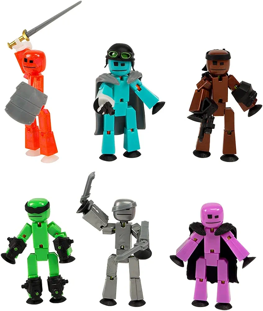 Zing Stikbot Off The Grid Pack - Set of 6 Poseable Action Figures with Weapons and Accessories, Includes Striker, Clint, Pixel, Raptus, Shift and Regalius, Stop Motion Animation, for Ages 4 and Up