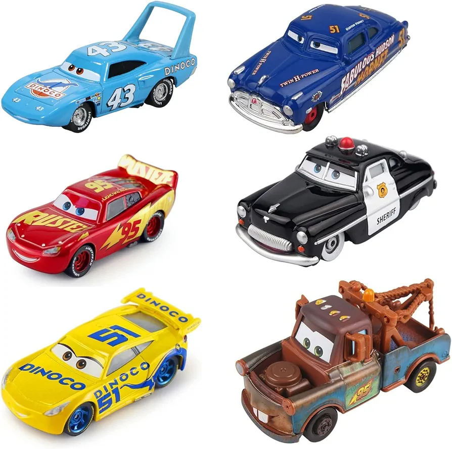 Toys Car 2 3 Mater The King Sheriff Diecast Car Toy Set for Boy Kids Gifts (6PCS)