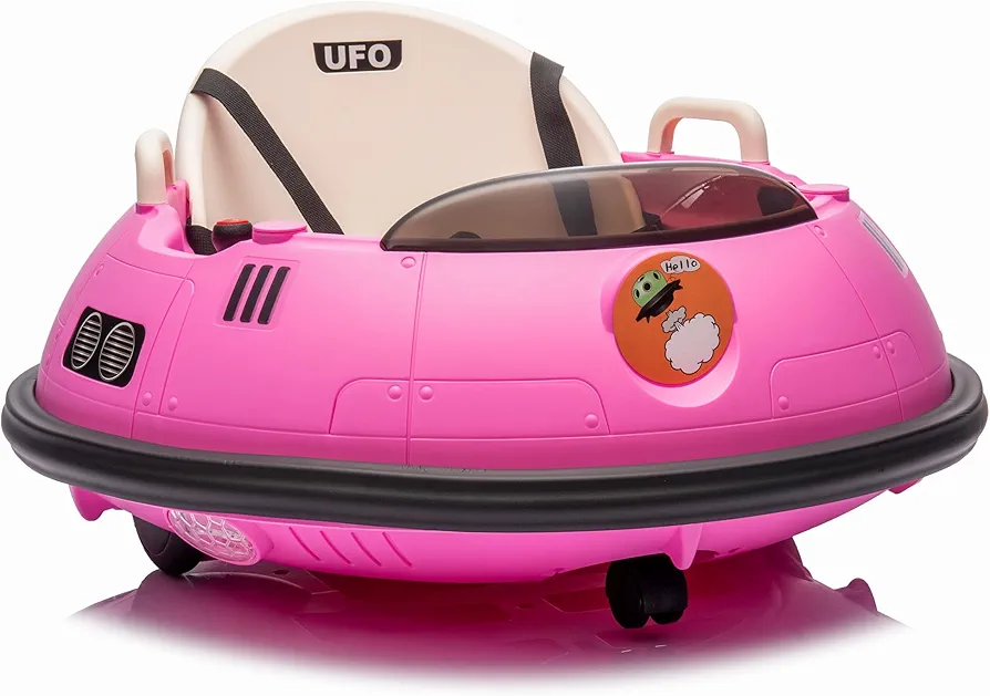 12V Bumper Car for Toddlers, Kids Ride on Baby Bumper Car, with Remote Control, Horn, Lights, Holiday/Birthday for Boys & Girls，Pink