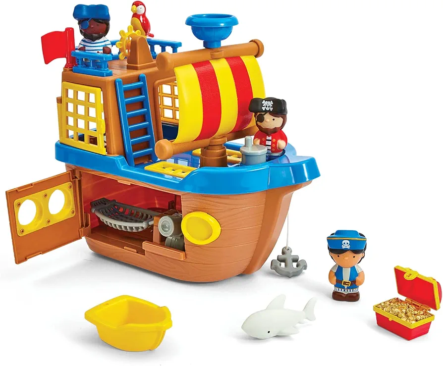 Kidoozie Rockin' Pirate Ship Playset with Light & Sounds - Interactive Push-Along Pirate Ship Toy with 3 Figures - The Perfect Playset for Your Preschooler!