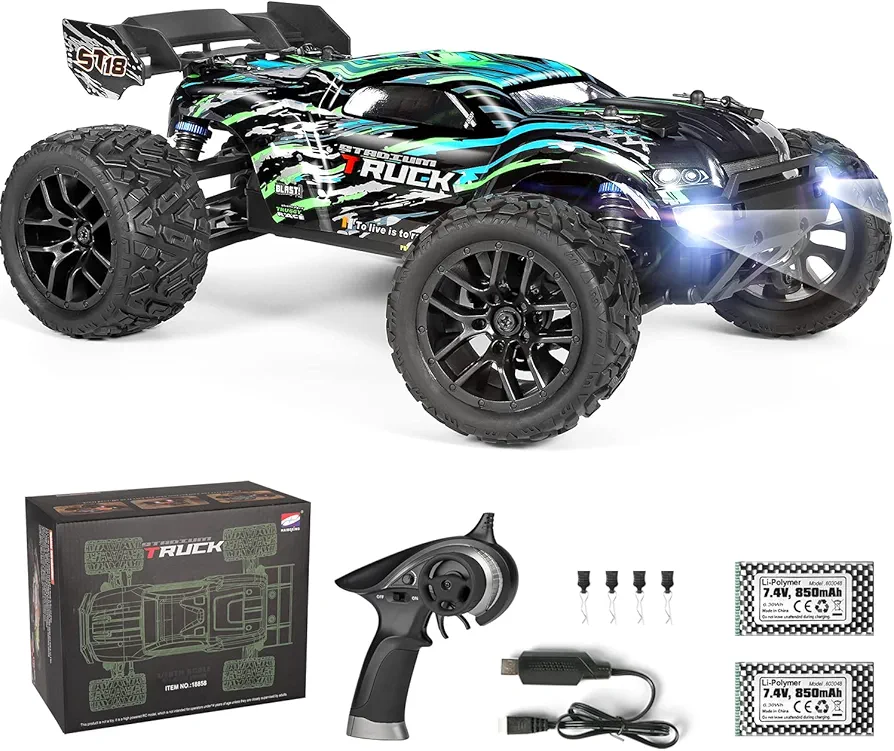 HAIBOXING RC Cars Hailstorm, 36+KM/H High Speed 4WD 1:18 Scale Waterproof Truggy Remote Control Off Road Monster Truck with Two Rechargeable Batteries, All Terrain Toys for Kids and Adult