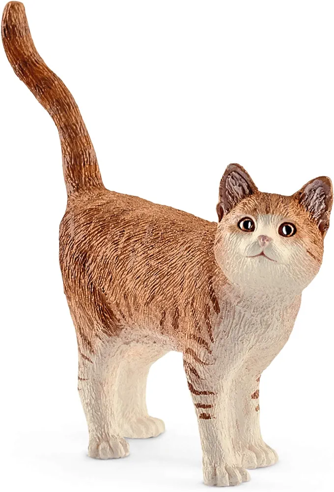 Schleich Farm World, Realistic Cute Cat Toys for Boys and Girls, Orange and White Tabby Cat Toy, Ages 3+