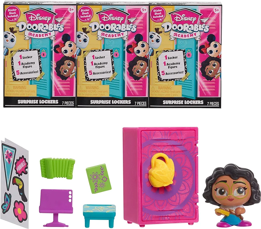 Disney Doorables Academy Surprise Locker 3 Pack, Collectible Figure Set, Styles May Vary, Officially Licensed Kids Toys for Ages 5 Up by Just Play