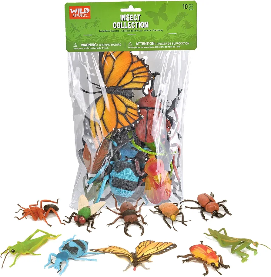 Wild Republic Insect Polybag, Kids Gifts, Educational Toy, Party Favors, 10 Pieces