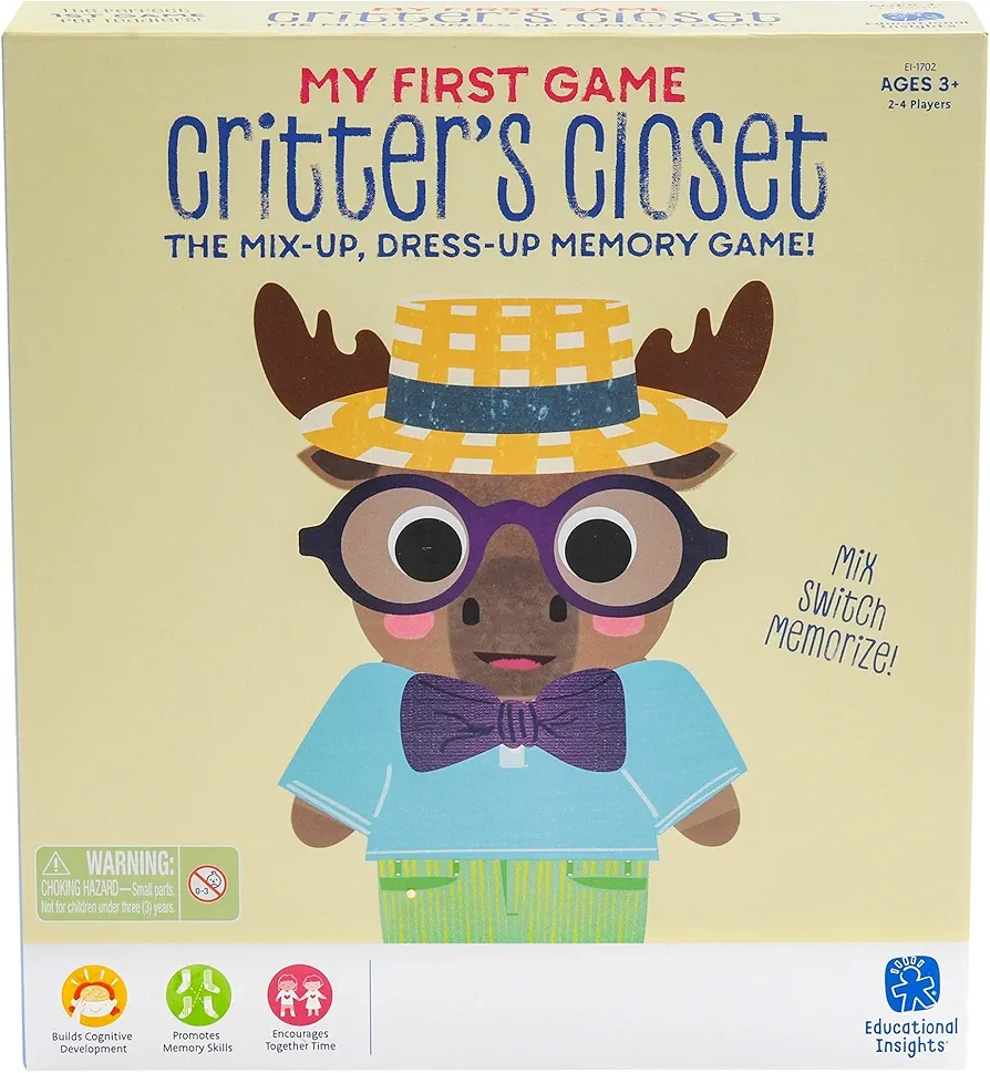 Educational Insights My First Game: Critter’s Closet, First Memory Game, Toddler Toys, Ages 3+