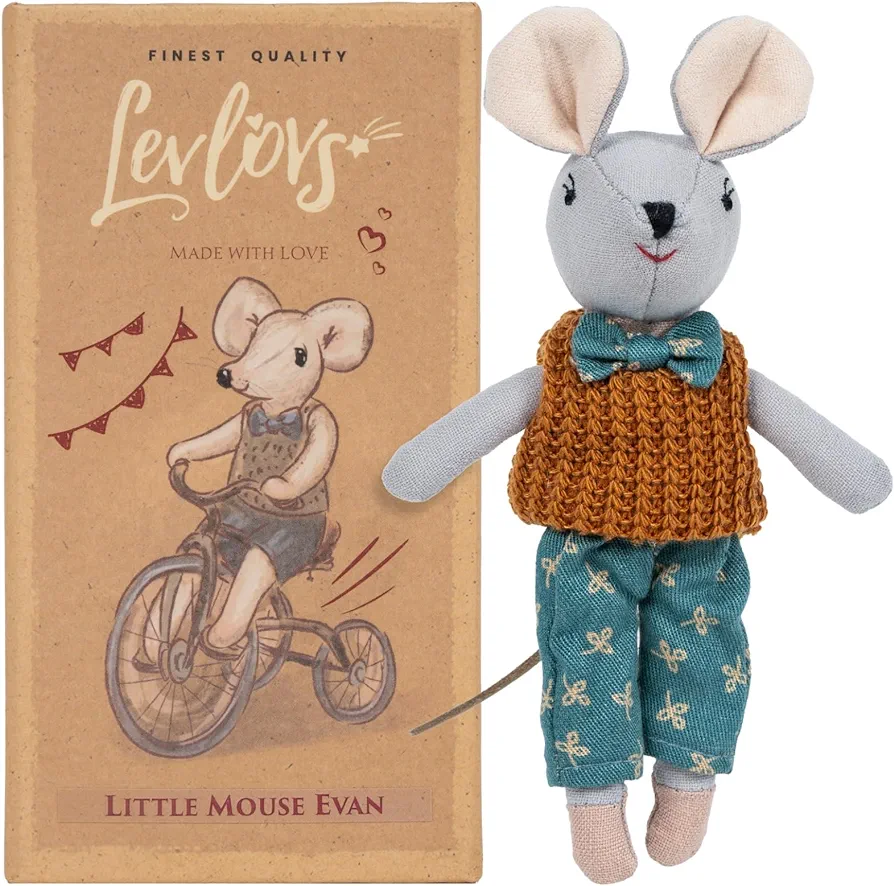 LEVLOVS Mouse in a box Brother Mouse in matchbox linen doll