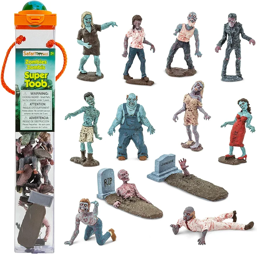 Safari Ltd. Zombies Super Toob - Miniature Zombie Figures for Halloween Display and Imaginative Play - Toy Figures for Boys, Girls & Kids Ages 3+