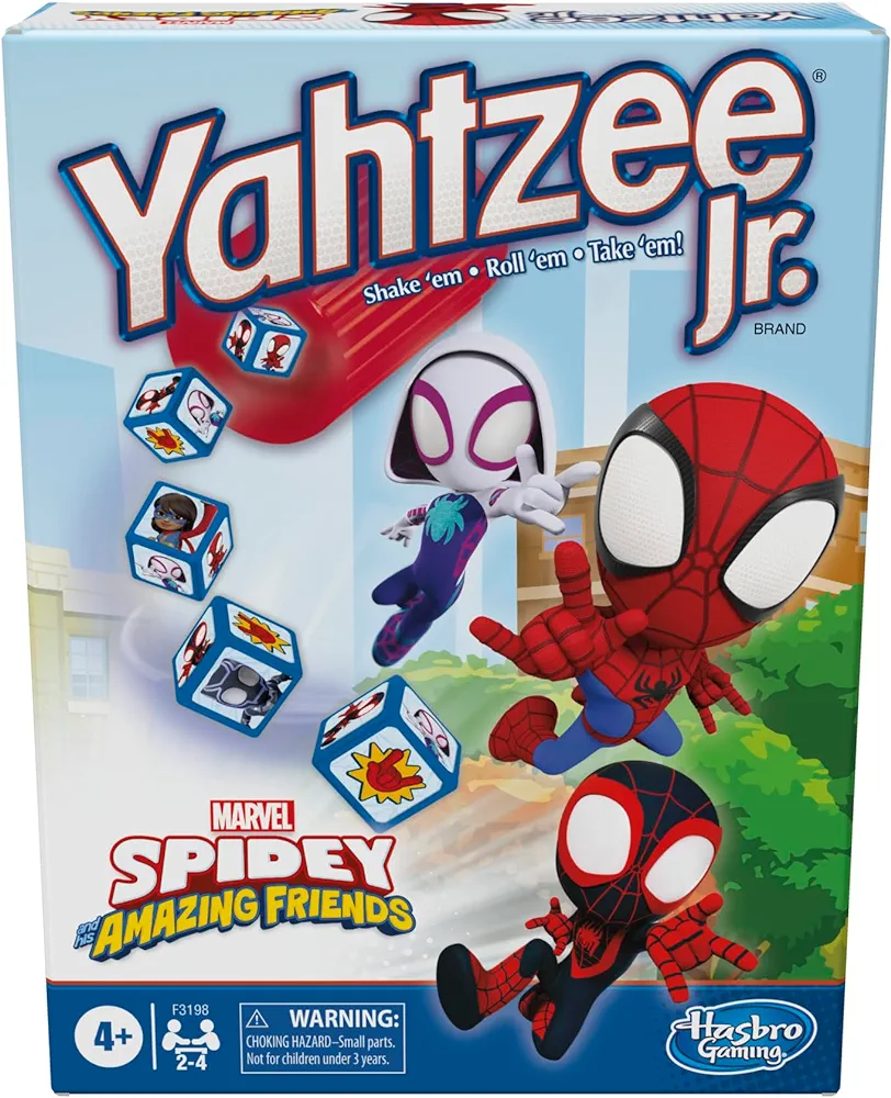 Hasbro Gaming Spidey and His Amazing Friends Yahtzee Jr.Marvel Edition Board Game for Kids, Ages 4 and Up (Amazon Exclusive)