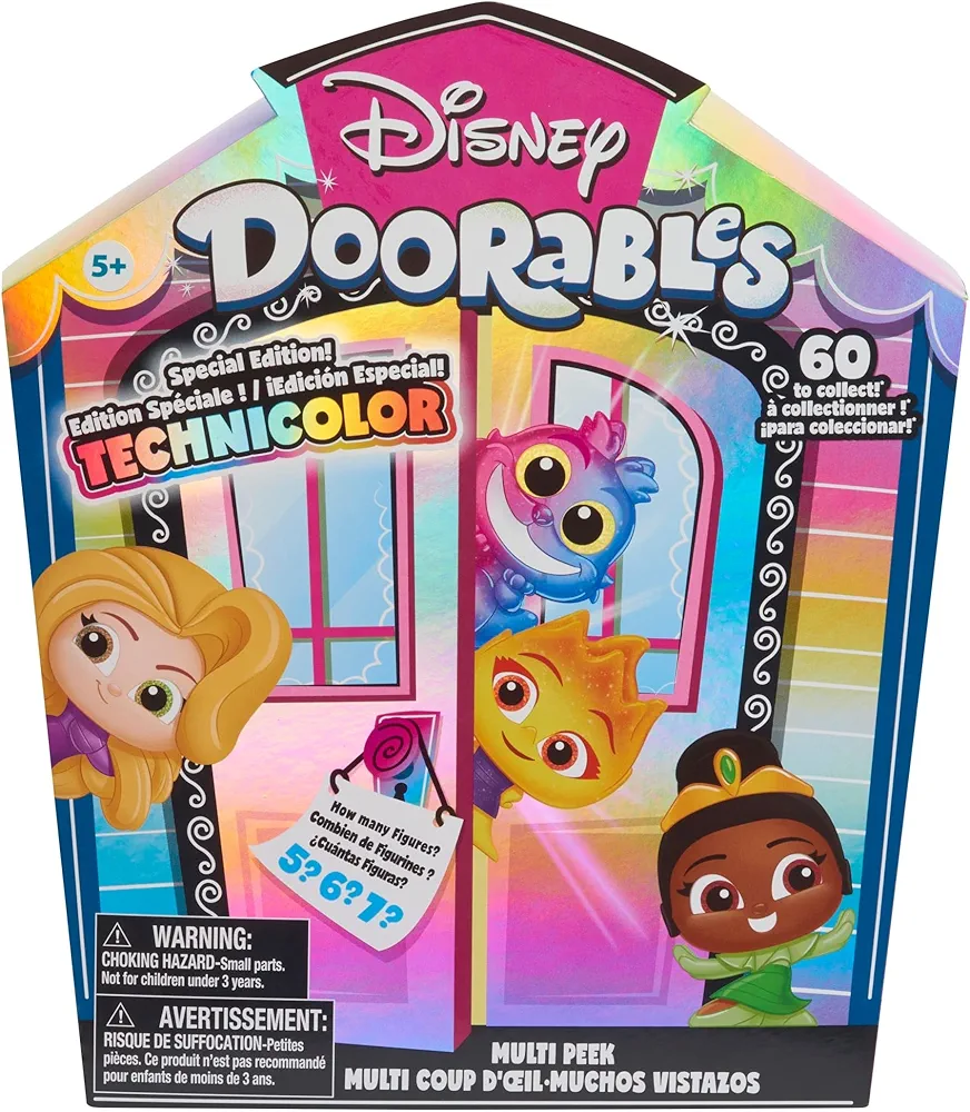 Just Play Disney Doorables Multi Peek Technicolor Takeover, 1.5-inch Collectible Figurines, 5-7 Figures Inside, Kids Toys for Ages 5 Up