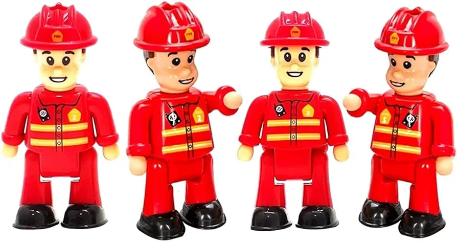 FUNERICA Toy Fireman Action Figures for Kids - Firefighter Figurines Community Helpers Toys - Little People Figures for Firefighter Toys, Fire Trucks, Fire Station Playset