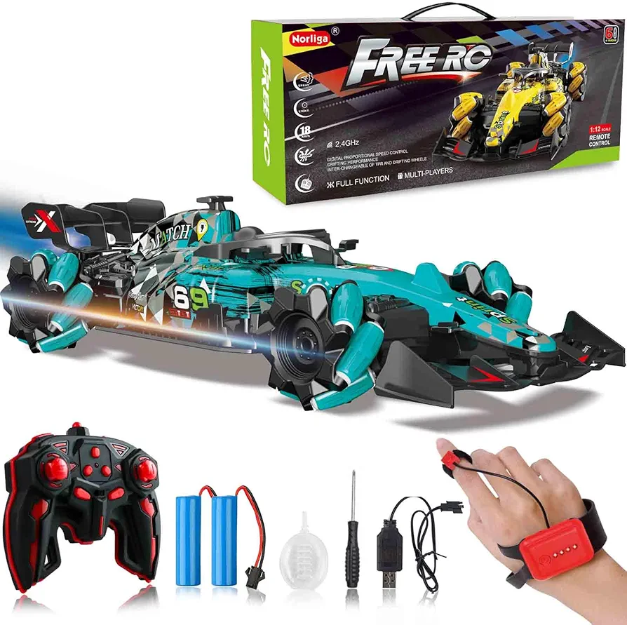 Gesture Sensing Remote Control Car, F1 RC Stunt Car 1:14 Scale 4WD 2.4GHz 360° Rotating RC Cars Toy for Kids with Spray Lights RC Drift Car Boys Girls Gifts Birthday Xmas for 6-12 Year Old