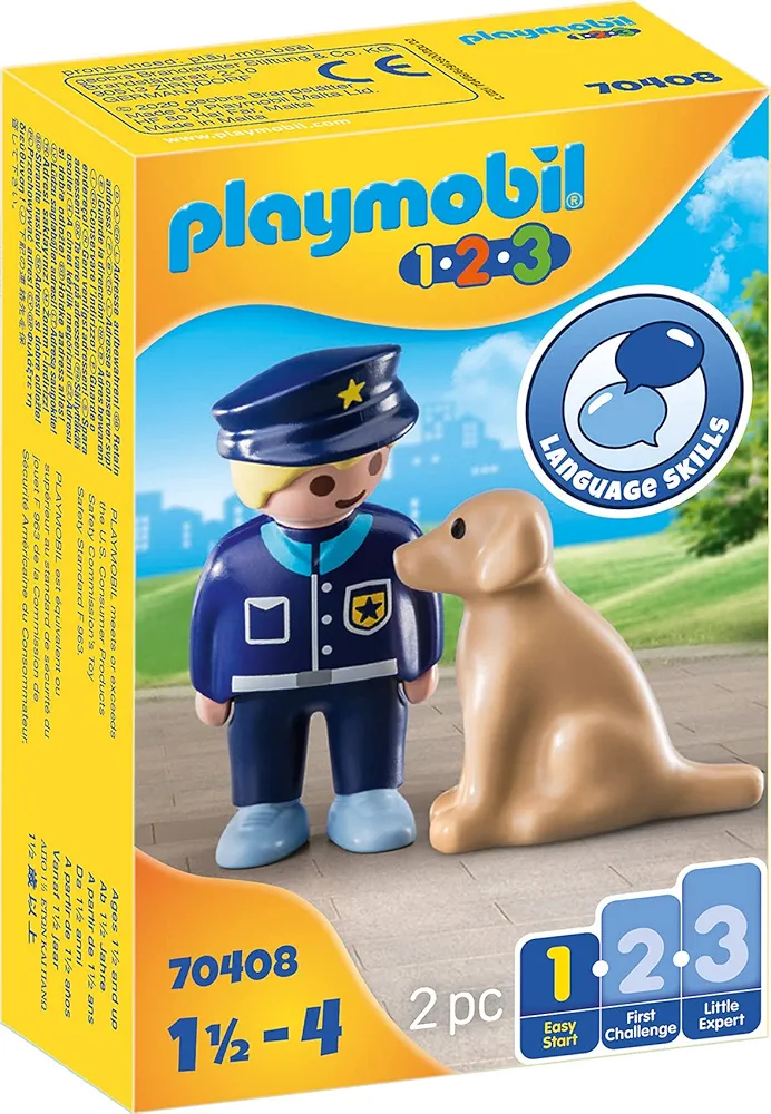 Playmobil Police Officer with Dog 70408 1.2.3 for Young Kids