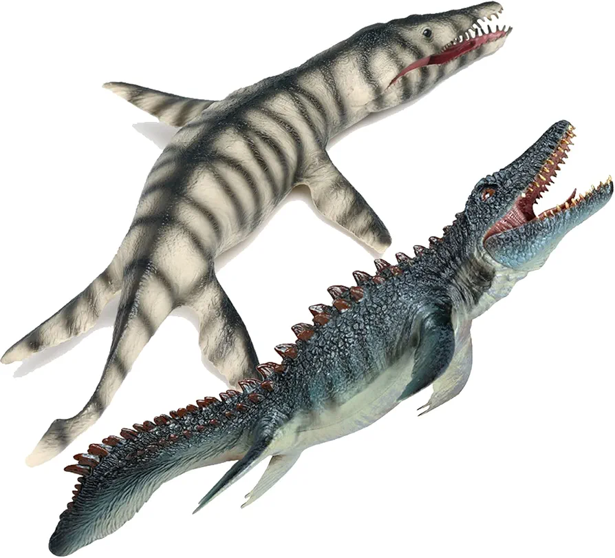 Gemini&Genius Dinosaur Toys Mosasaurus and Kronosaurus Sea Animal Toys with Moveable Jaw, Shark Toys, Perfect for Kids Display Gifts, Cake Coppers, Swimming or Bath Toys