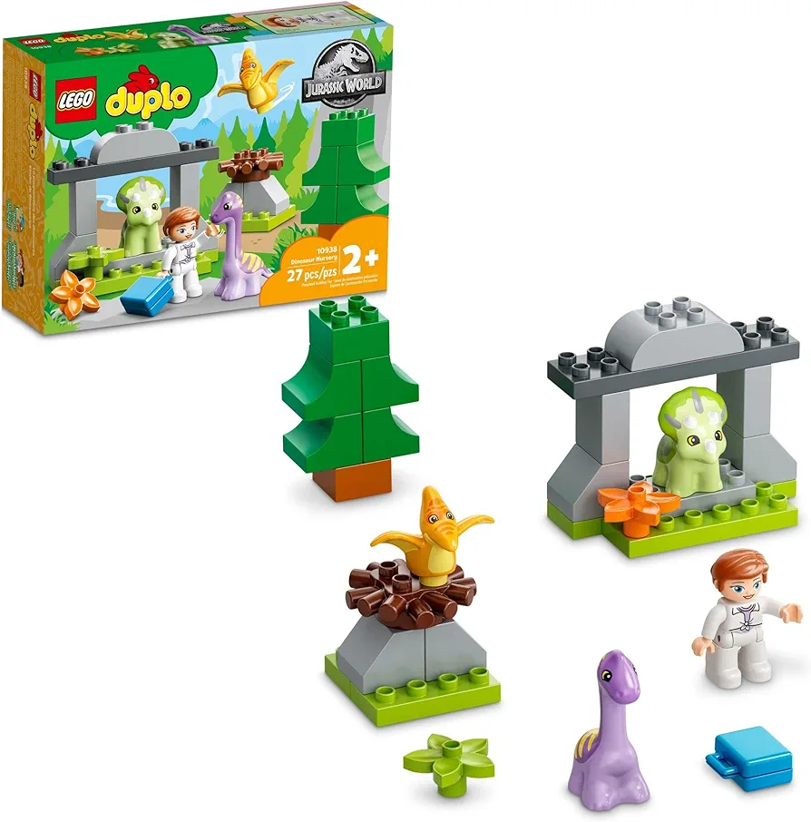 LEGO DUPLO Jurassic World Dinosaur Nursery Toys 10938 - Featuring Baby Triceratops Figure, Dino Learning Toy for Toddlers, Large Bricks Set, Great Animal Playset Gift for Girls & Boys Age 2 Plus