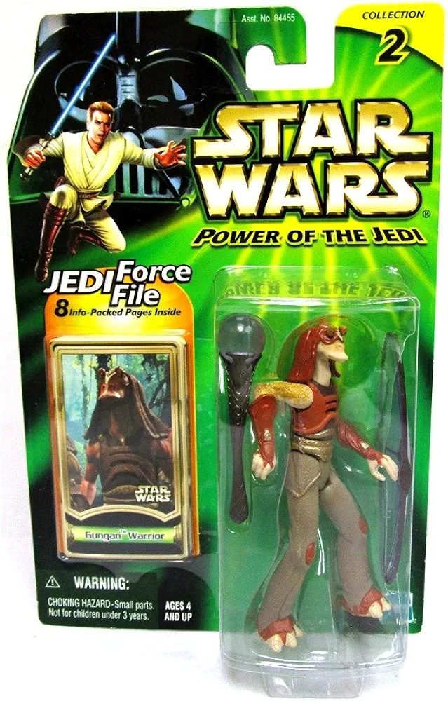 GUNGAN WARRIOR Star Wars Power of the Jedi Action Figure & Jedi Force File