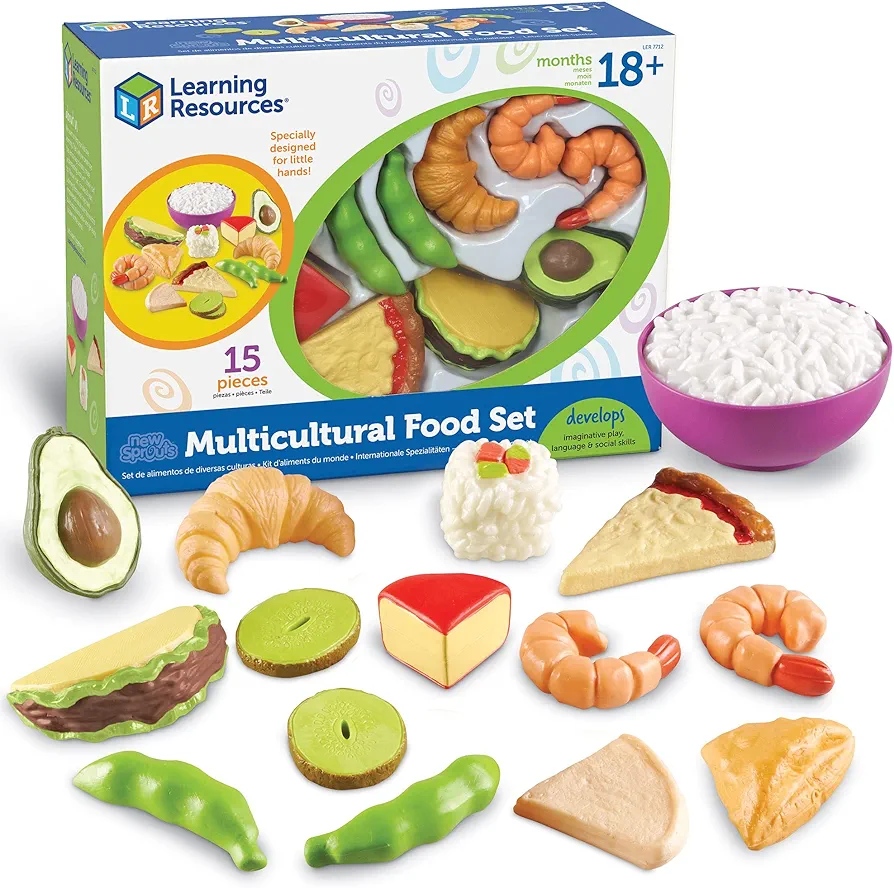 Learning Resources New Sprouts Multicultural Play Food Set - 15 Pieces, Ages 18+ Months Pretend Play Food for Toddlers, Preschool Learning Toys, Kitchen Play Toys for Kids