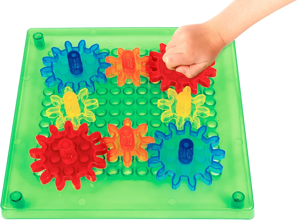 SPARK & WOW Swap ‘n’ Spin Gear Grid - Ages 2+ - Translucent, Customizable Gear Grid - Gears Toys for Kids - 4 Colors - 2 Sizes - Make Spinning, Turning Combinations