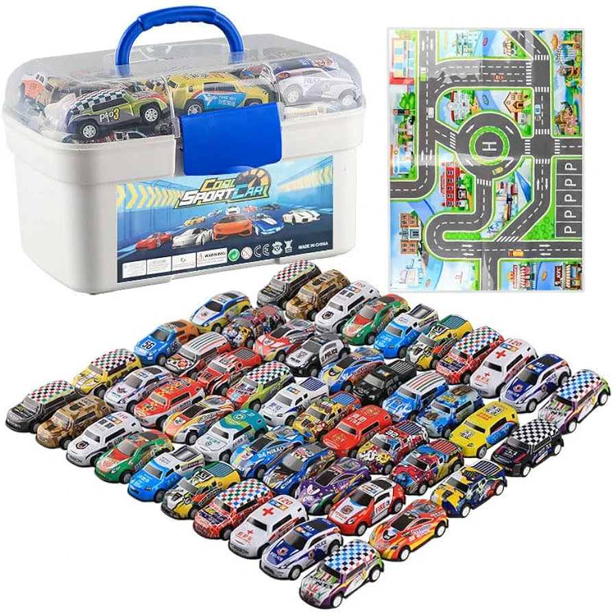 50 PCS Alloy Car Pull-Back Cars Various Toy Car Models Childhood Car Dreams Educational Party Gifts for Boys and Girls Models Suitable for Children to Learn About Cars