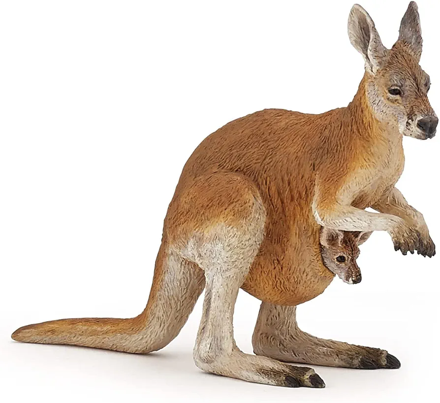 Papo -Hand-Painted - Figurine -Wild Animal Kingdom - Kangaroo with Joey -50188 -Collectible - for Children - Suitable for Boys and Girls- from 3 Years Old