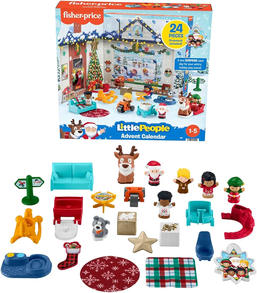 Fisher-Price Little People Advent Calendar, Christmas playset, 24 Toys for Pretend Play, Gift for Toddlers and Preschool Kids Ages 1 to 5 Years