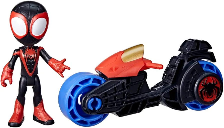 Spidey and His Amazing Friends Miles Morales Action Figure with Toy Motorcycle, Preschool Toys, Ages 3 and Up