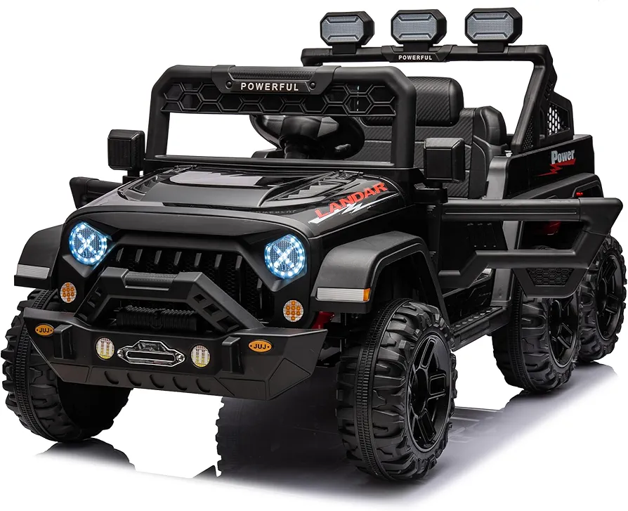 24V Ride On Large Pickup Truck car for Kids,Ride On 4WD Toys with Remote Control,Parents Can Assist in Driving, with 3 Adjustable Speeds, Soft Start, Battery Display, Music - Black