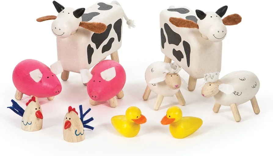 Wooden Farm Animals - 10 Farm Animals for 3 Year Olds, Farm Toys, Quality Farm Animals Figures Oldfield Farm, Gifts for Boys & Girls