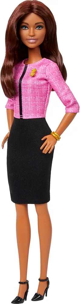 Barbie Careers Doll & Accessories, Future Leader with Light Brown Hair Wearing Outfit with 2 Golden Bracelets & “B” Pin, Includes Future Leader Sticker for Kids