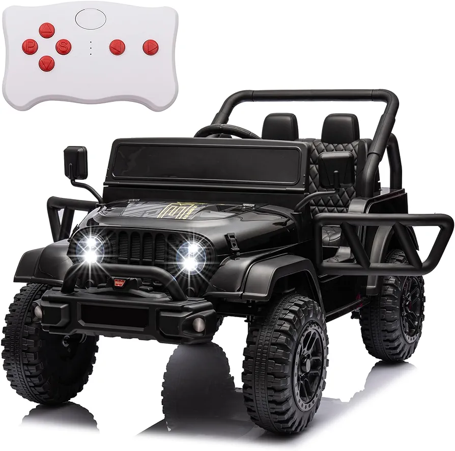 24V Ride On Truck for Kids, 4WD Battery Powered Electric Car Ride On Car with Remote Control Kids Electric Vehicle for Boys with EVA Tire Off-Road Truck Ride On UTV Ride On Toys, Black