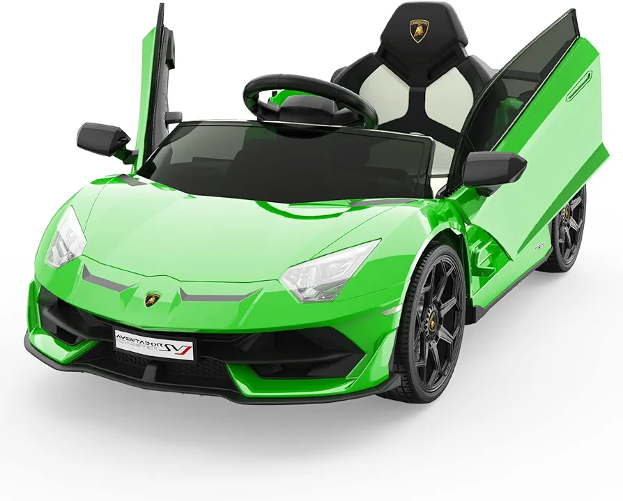 Ride on Car for Kids 12V Licensed Lamborghini Electric Vehicles Battery Powered Sports Car with Control, 2 Speeds, Sound System, LED Headlights and Hydraulic Doors