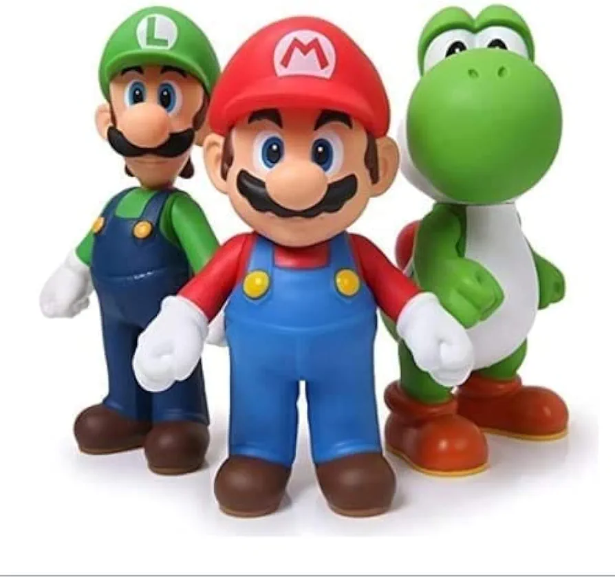 Super Mario and Luigi Toys, Garage kit, Character Model Set, 3 Pieces, 5 "Mario Luigi, Gisi， Brothers