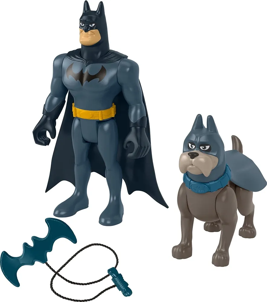 Fisher-Price DC League of Super-Pets Preschool Toys Batman & Ace The Hound Poseable Figure Set for Pretend Play Kids Ages 3+ Years