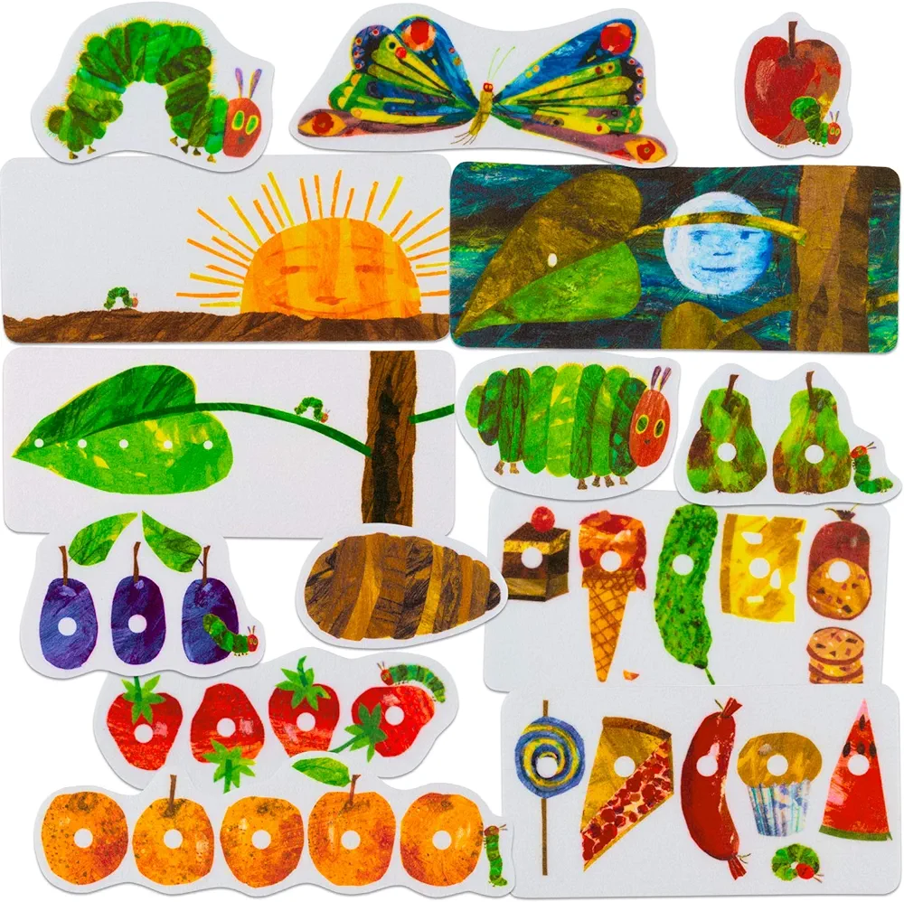 Little Folk Visuals The Very Hungry Caterpillar Precut Flannel/Felt Board Figures for Toddlers, Kindergarteners, Interactive Teaching 14-Piece Set for Flannel Board Stories