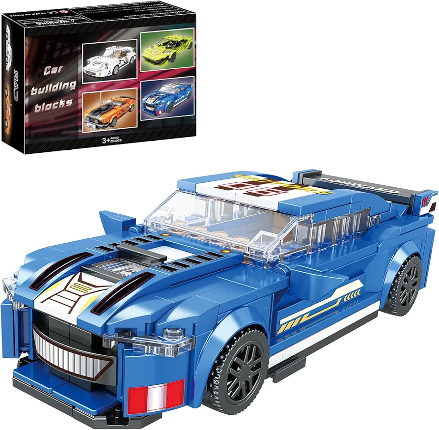 Car Models Building Toys Sportscar Building Block Sets Collectible Model Car Kits Building Blocks, Speed Champions Racing Toy Cars for Kids Age 6+,Compatible with Classic Brick,382 PCS 88015