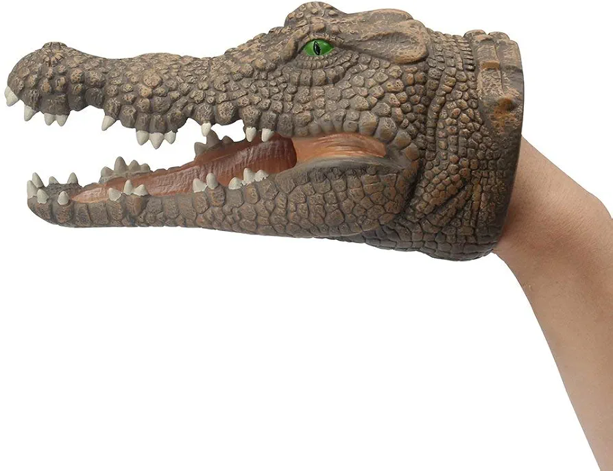 Gemini&Genius Crocodile Hand Puppet Toys Funny & Scared Alligator Head Puppets in Home, Stage and Class Role Play Toy for Kids and Toddlers