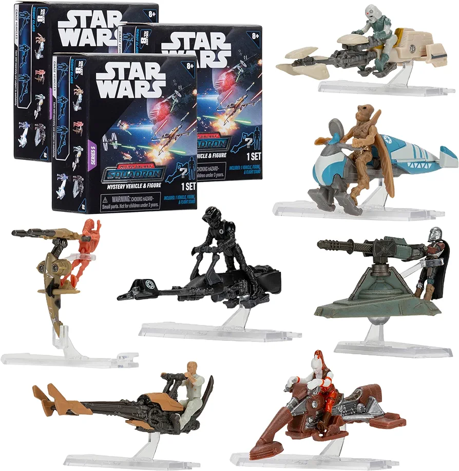 STAR WARS Micro Galaxy Squadron Scout Class Mystery Box Set, 3-Pack - Series 5 - Receive 3 of 8 Assorted Collectible 2.5" Mini Vehicles & 1" Action Figures - Gift for Kids, Teens & Adults - Age 8+