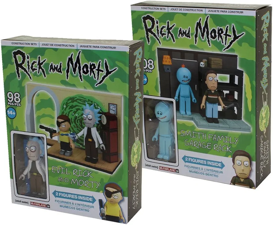 McFarlane Toys Rick and Morty: Evil Rick and Morty and Smith Garage Rack Micro Construction Playset